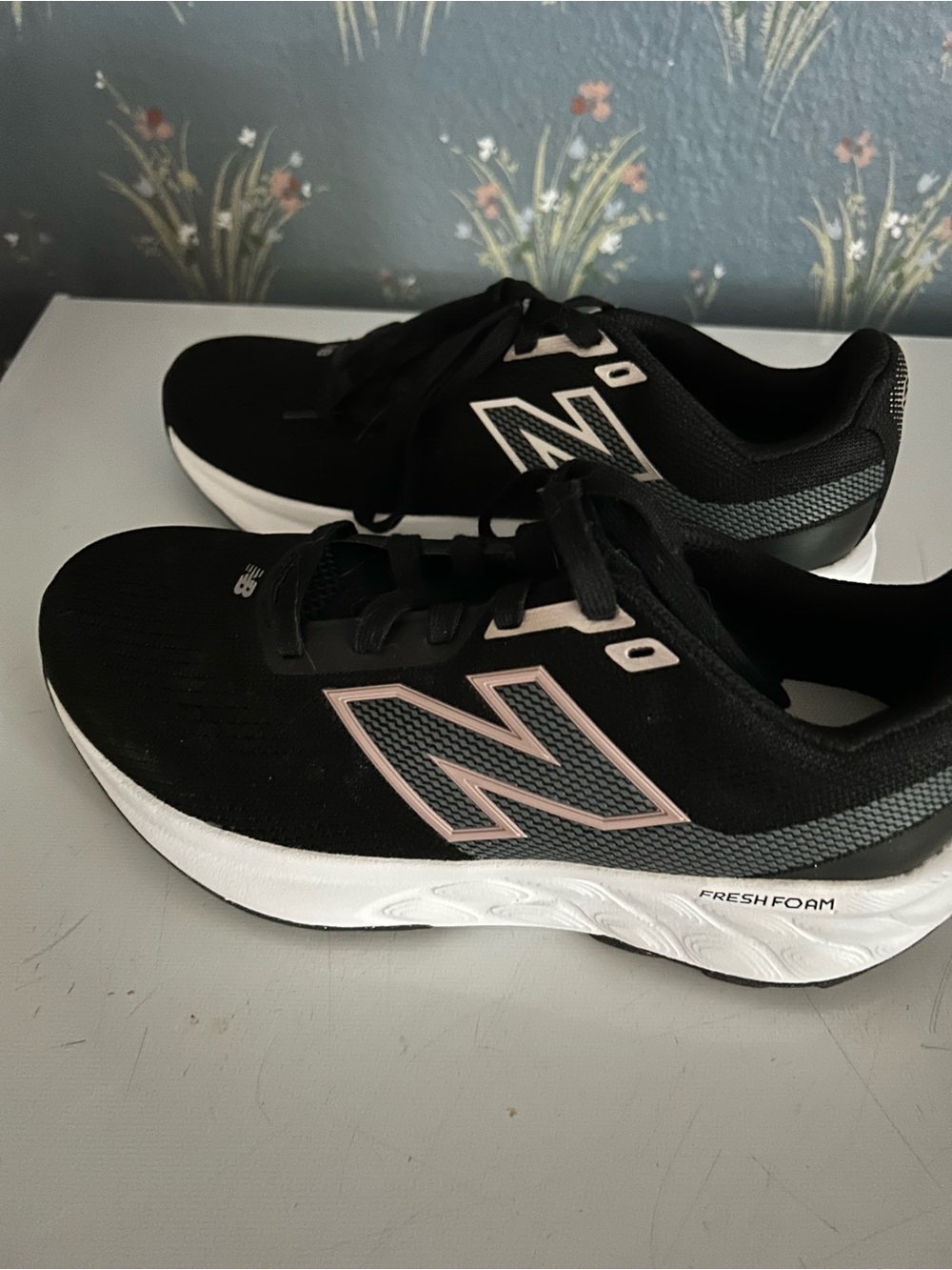 New Balance Black Running Shoes with Pink Accents